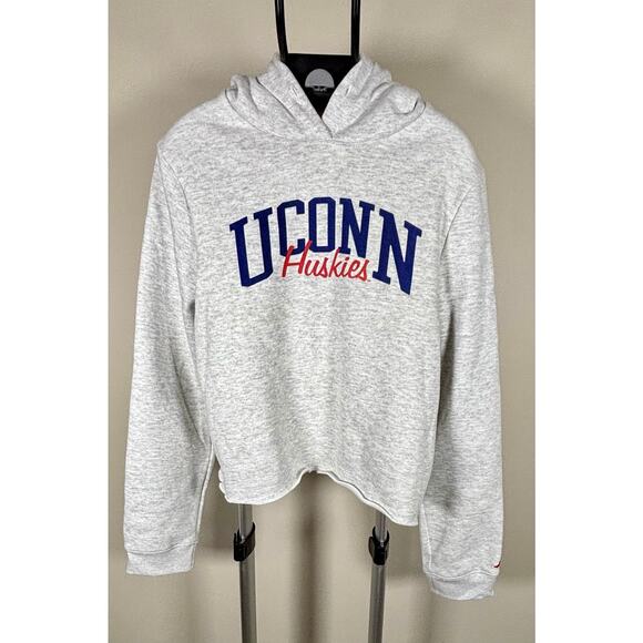 University of Connecticut UCONN Huskies League91 Cutoff Cropped Hoodie Gray Sz M - Picture 1 of 5
